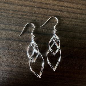 Sterling silver corkscrew drop earrings